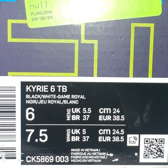 Nike Kyrie 6 Basketball Shoes | Color: Team Black/Game Royal | NEW/NIB!!🏀🏀 - Picture 12 of 12